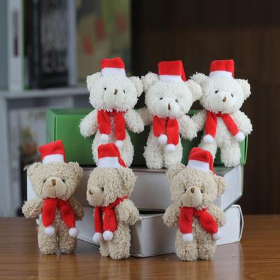 Chaveiro de Pelúcia Urso de Natal 15cm Ursinho de Pelúcia Fofo com Blush Brinquedos de Pelúcia Pingente Animal Brinquedo de Pelúcia para Menina Pingente de Bolsa Pequenos Presentes