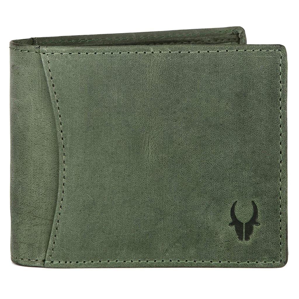 WildHorn Green Leather Wallet for Men I 9 Card Slots I 2 Currency & Secret Compartments I 1 Zippe.