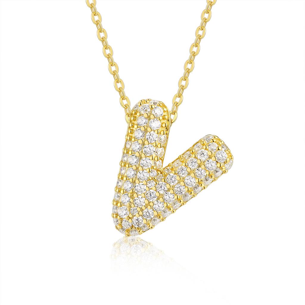 Letter Pendant Necklace 925 Silver Plated 18K Gold Collarbone Chain Fashionable Versatile Moissanite Chain