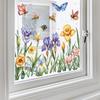 Fresh Hand-Painted Flower Butterfly Static Cling UV Window Sticker for Glass Window Home Decoration