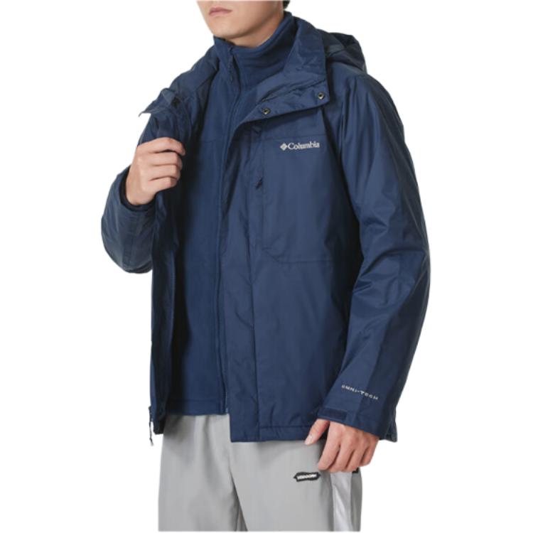 Columbia Hiking Logo Outdoor Casual Sports Zip-Up Hooded Waterproof Warm Jacket Men Jackets Blue WE6508-464