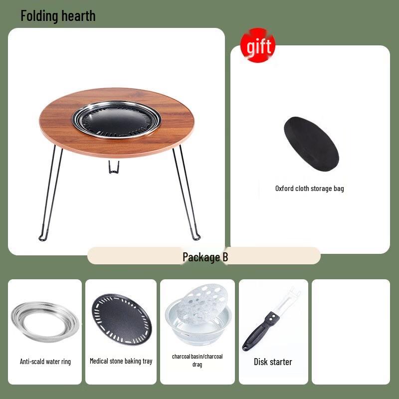 Деревянный складной уличный BBQ-гриль и костровая яма-стол Lilang