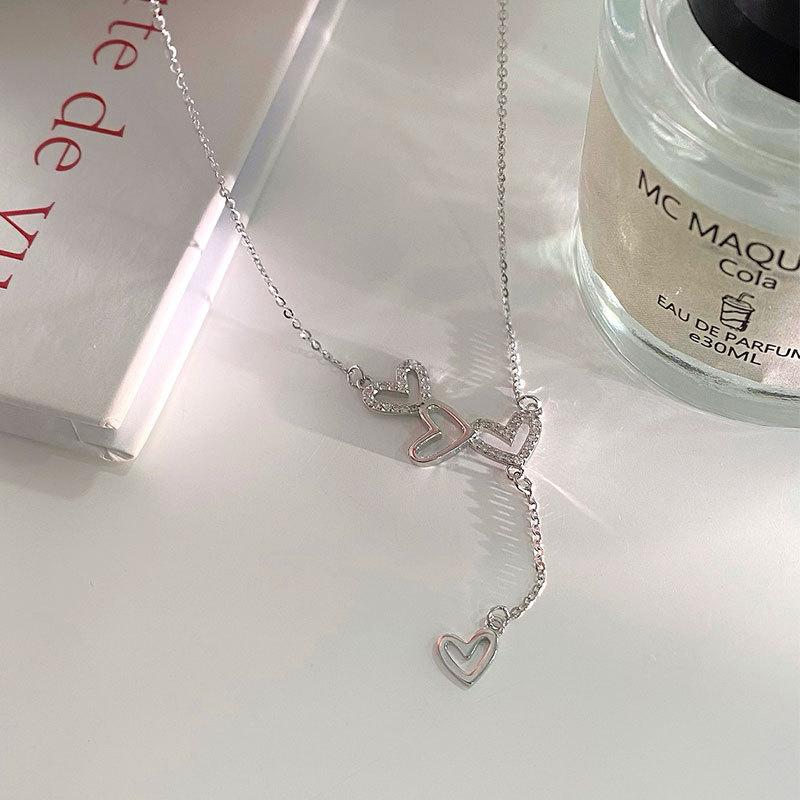 Liebes Quasten-Halsband, Modisch, Süß, Niedlich, Vielseitig, Schlüsselbeinkette, Leichter Luxus, Mit Diamanten besetzt, Hochwertiges Gefühl