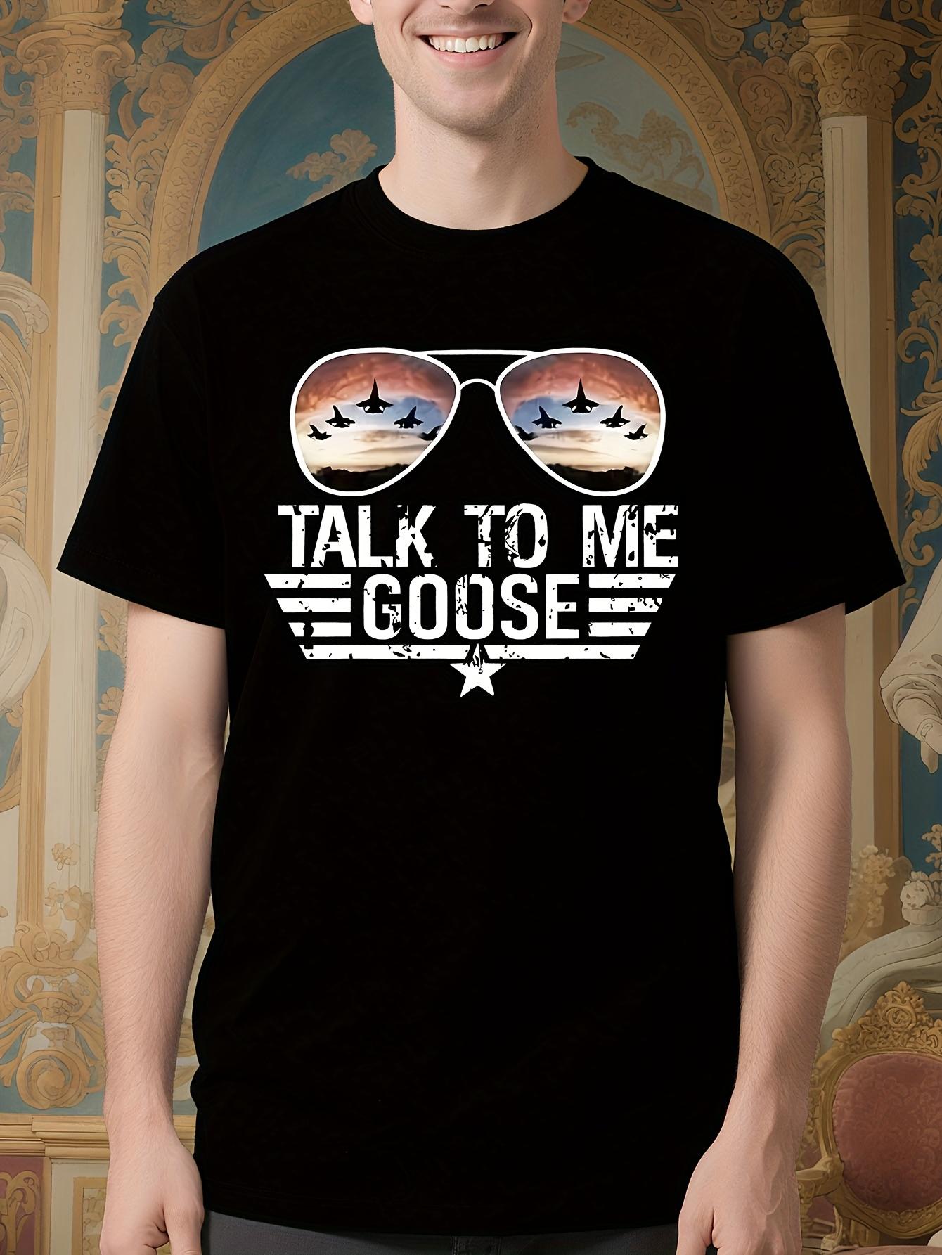 Talk to Me Goose Graphic Tshirt - Black with White Print L