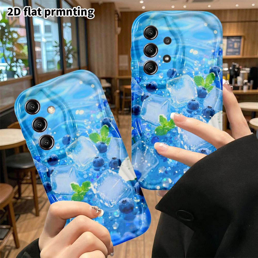 Phone Case: 2D Flat Samsung Galaxy A34 A35 S20 S22 S21 FE Plus Ultra Protective Case, Mint Blue Flower Field, Christmas and Halloween Gift