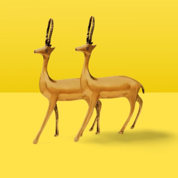 Golden Big Deer Idol, Vastu Deer Idol For Home, Office, Gold Brass, Size - 23 Cm