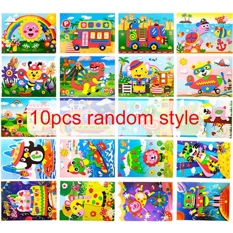 5/10pcs Children Sticker Toys 3D EVA Foam DIY Cartoon Animal Puzzle for Kids Multi-patterns Styles Toy for Children Gift TMZ