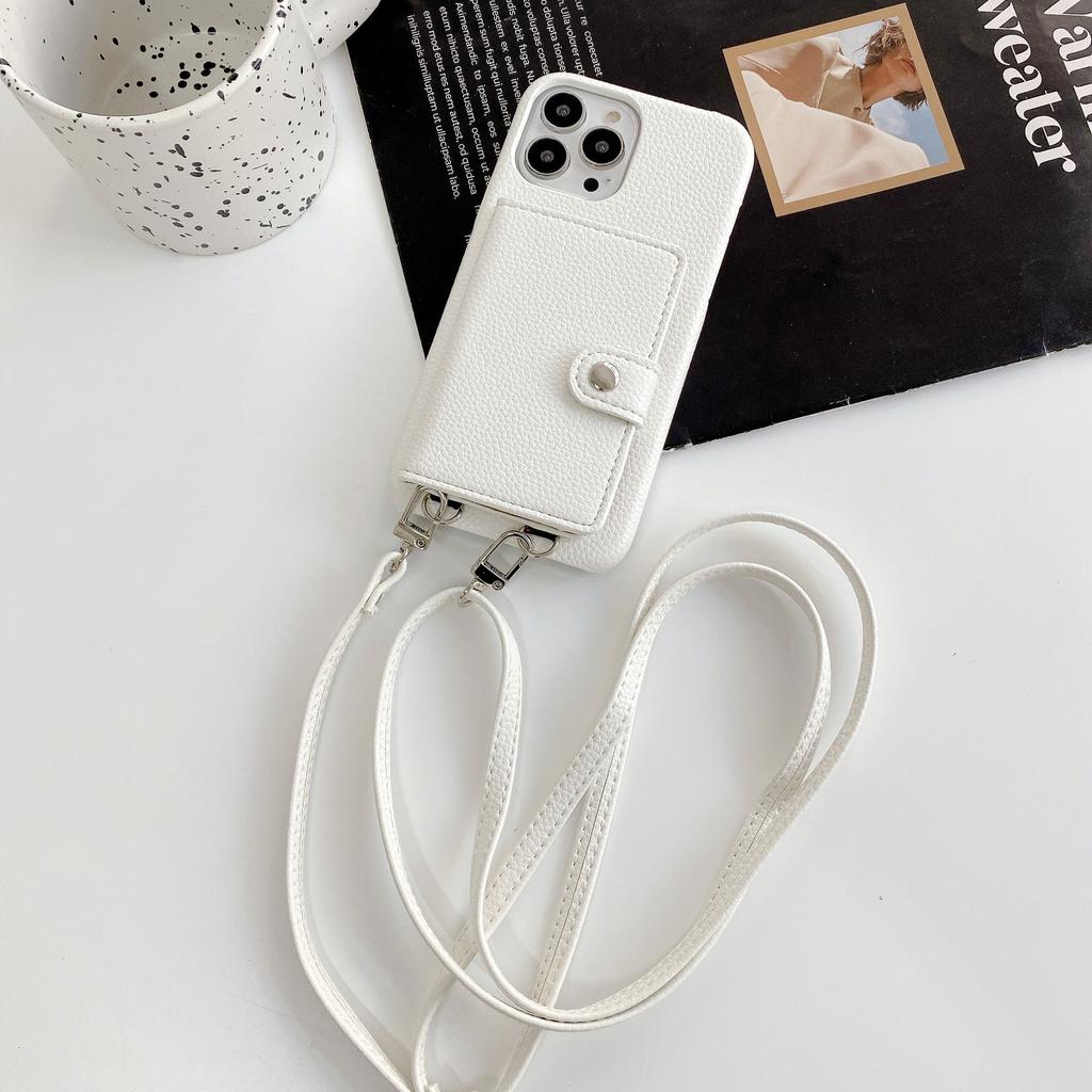 Japan and Korea Card Bag Lanyard Is Suitable for Apple 12Promax Mobile Phone Case 12 Women 11max Apple 13promax Leather X