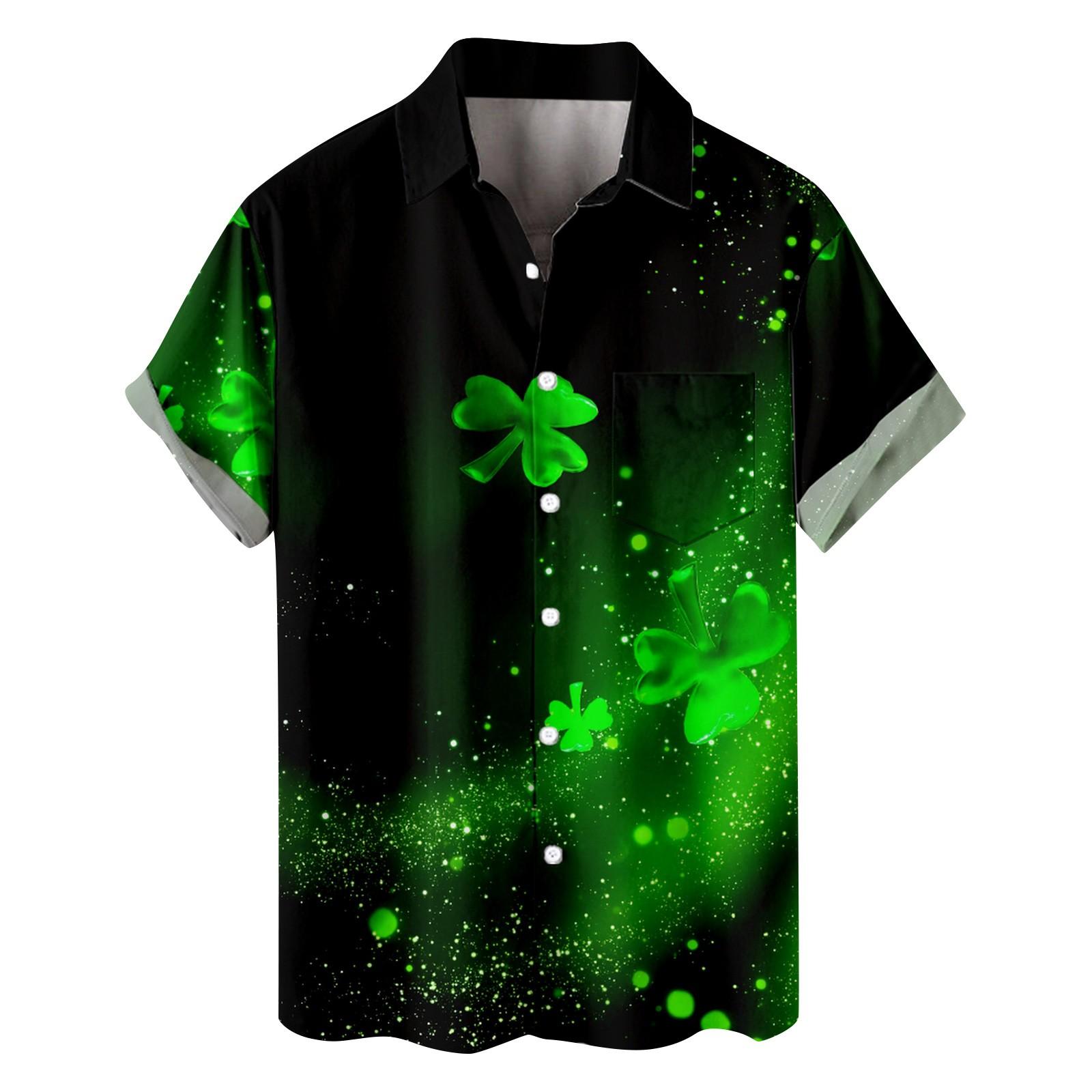 Мужская летняя свободная модная рубашка с короткими рукавами с принтом Святого Патрика L