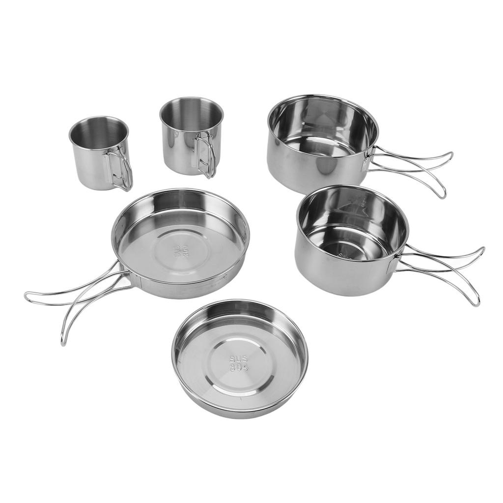 6PCS Portable Cookware Set Rapid Heating 304 Stainless Steel Efficient Easy To Clean