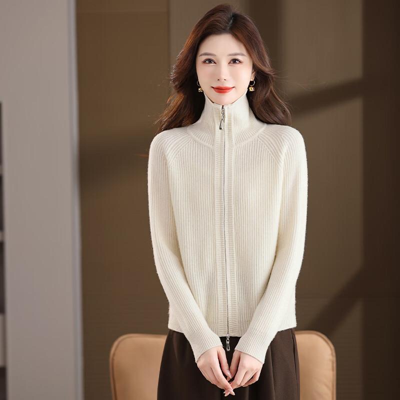 Caiyang Women's 100% Pure Wool Lapel Cardigan