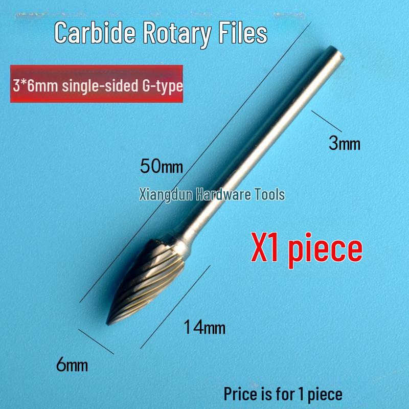 Tungsten Steel Carbide Rotary File Set - Double Grain Engraving and Milling Cutter for Woodworking, 3x6mm