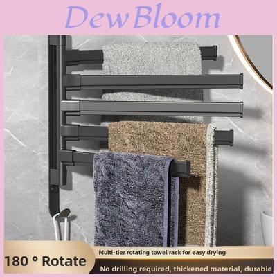 Modern Plastic Adhesive Hook Rack With Rotating Towel Bar For Bathroom And Dorm Use