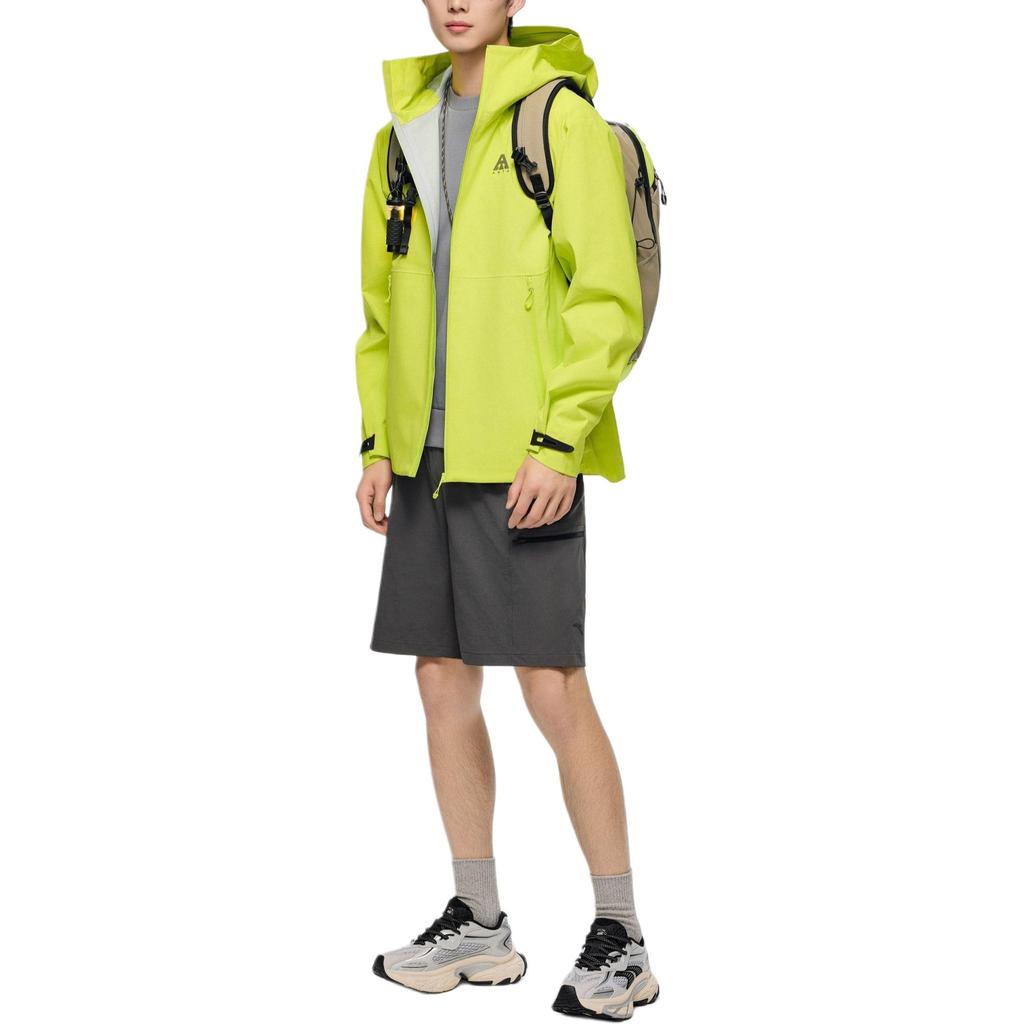Anta Water Shell LT Windbreaker Series Solid Color Logo Zipper Hooded Sports Windbreaker Unisex Windbreaker Yellow 952417605-2