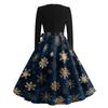 Women's Casual Fashion Round Neck Christmas Printed Vintage Dress