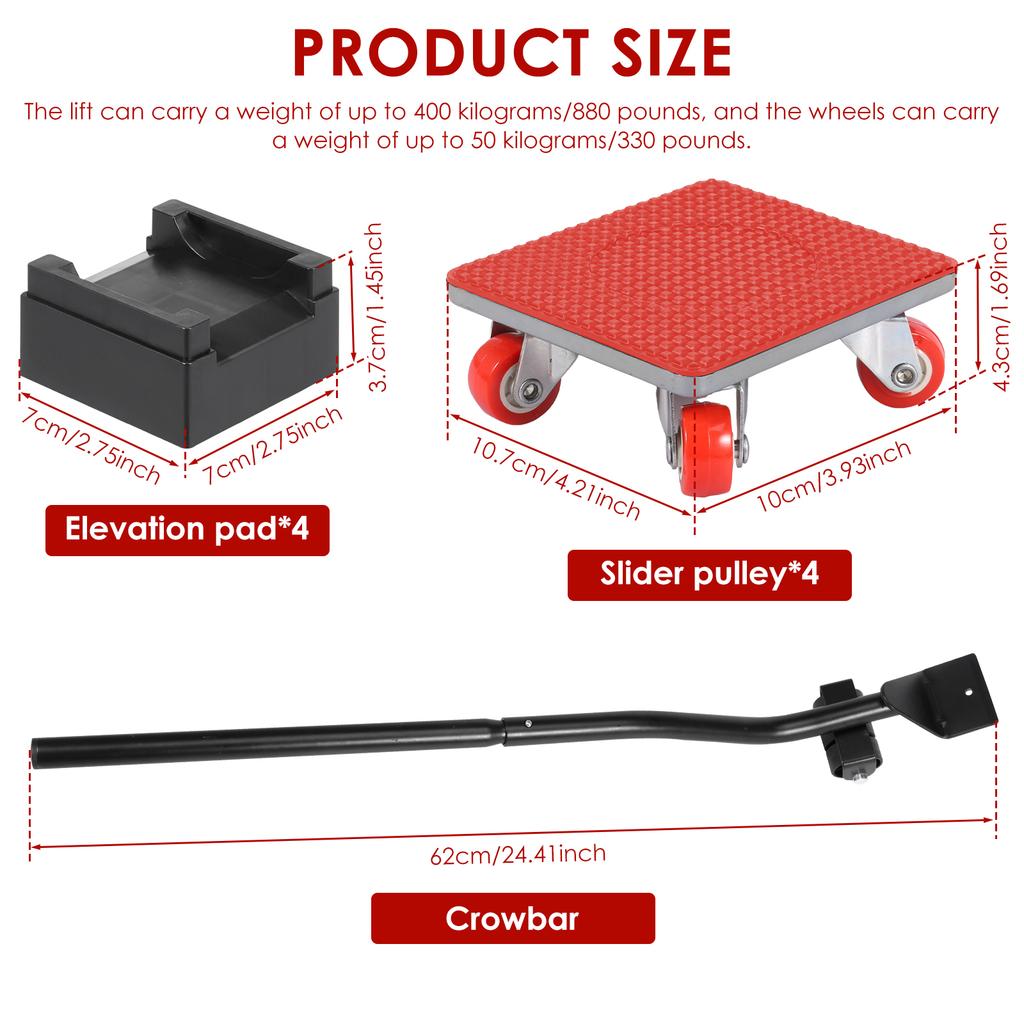 Furniture Dolly 4 Wheels Heavy Duty Furniture Mover with 360° Rotating Wheels Furniture Lifter for Moving Furniture Appliances