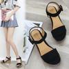 Summer New High-heeled Sandals Open-toe Sexy Suede Waterproof Table Thick-soled Wedge Heel One-word Buckle