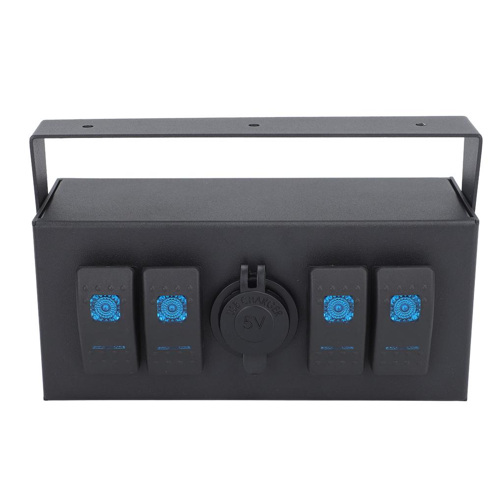 Toggle Rocker Switch Panel Versatile Fireproof Water Resistant 4 Gang Rocker Switch Box for Ships Yachts RVs Buses
