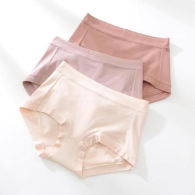 60S Xinjiang Cotton Women's Mid-Rise Solid Color Antibacterial Panties