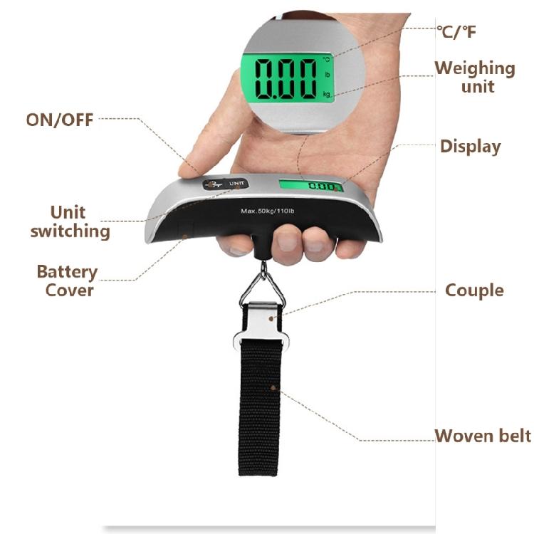 Leichte Taschengepäckwaage mit Tarafunktion Elektronische Waage Hängewaage für bequeme Reiseanwendung