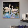 Zestaw do Malowania Diamentami z Pereł Ręcznie Robiony Łabędź 30x30cm Bezramowy Kwiatowy Wzór, Kreatywny Zestaw Rękodzieła do Dekoracji Ścian Domu i Miłośników Hobby