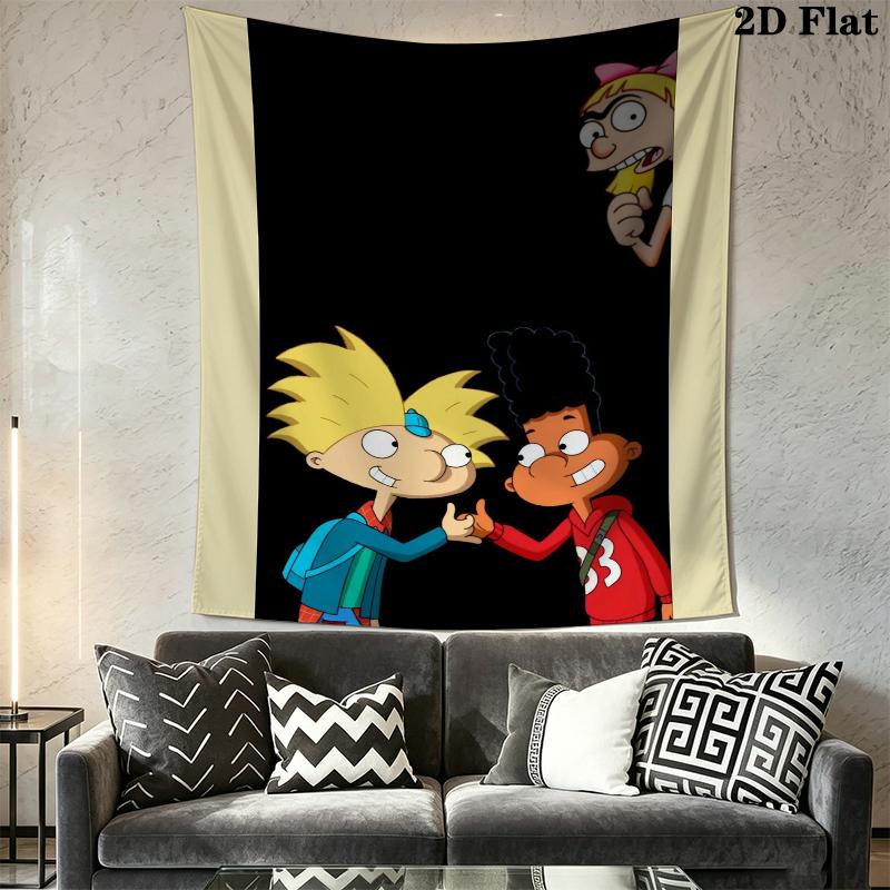 Hey Arnold Wall Tapestry Aesthetic Wall Hanging Printed Fabric Blanket Decorative Tapestries for Bedroom Living Room Home Decor