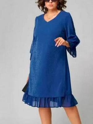 2025 European & American V-neck Chiffon Patchwork Dress for Women