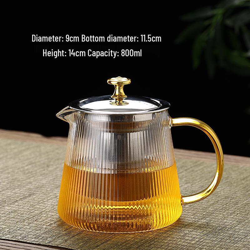 2026 Thickened Glass Teapot with Integrated Infuser – High-Temperature Resistant for Home Brewing