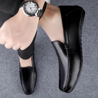 Fashion Casual Men's Soft Sole Breathable Formal Shoes One Foot Stirrup Business Leather Shoes Soft Leather Comfortable Formal Shoes