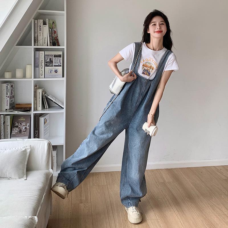 

Women s Retro Slim Wide-Leg Denim Overalls - Spring/Summer Collection L светло-синий