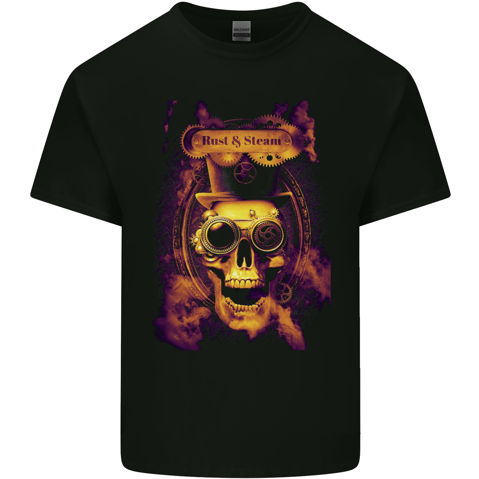 Steampunk Skull Rust Steam Unisexs Light Cotton TShirt S