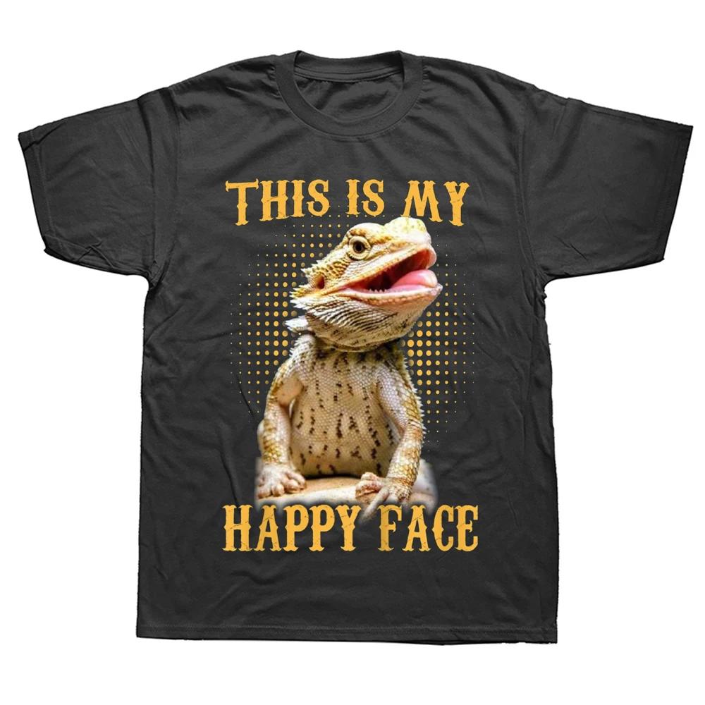 

Funny This Is My Happy Face Bearded Dragon T Shirts Graphic Cotton Streetwear Short Sleeve Birthday Gifts Summer Style T-shir... S разноцветный