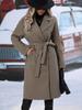 Women's Double-Breasted Belted Woolen Coat with Lapel - Autumn/Winter Fashion