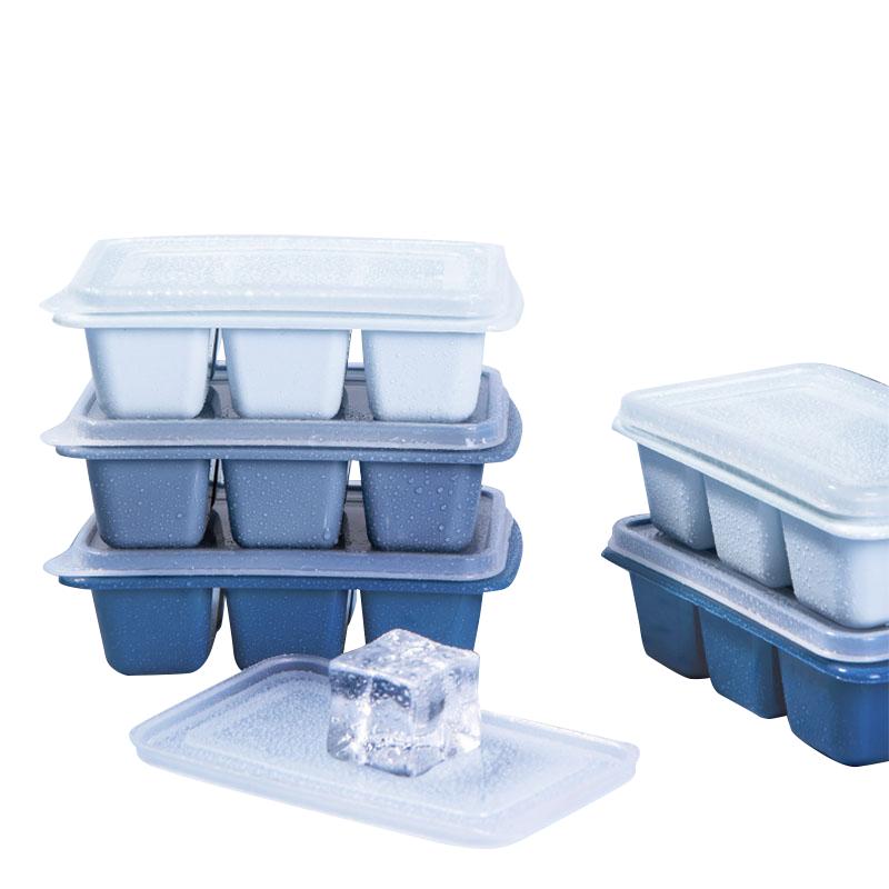 Reusable 6 Grid Ice Cube Maker Mold With Lid Silicone Ice Cube Square Tray Mold for Ice Cream Chocolate