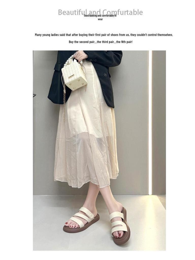 Women's Summer Flat Non-Slip One-Strap Z-Strap Sandals for Bathing and Beach