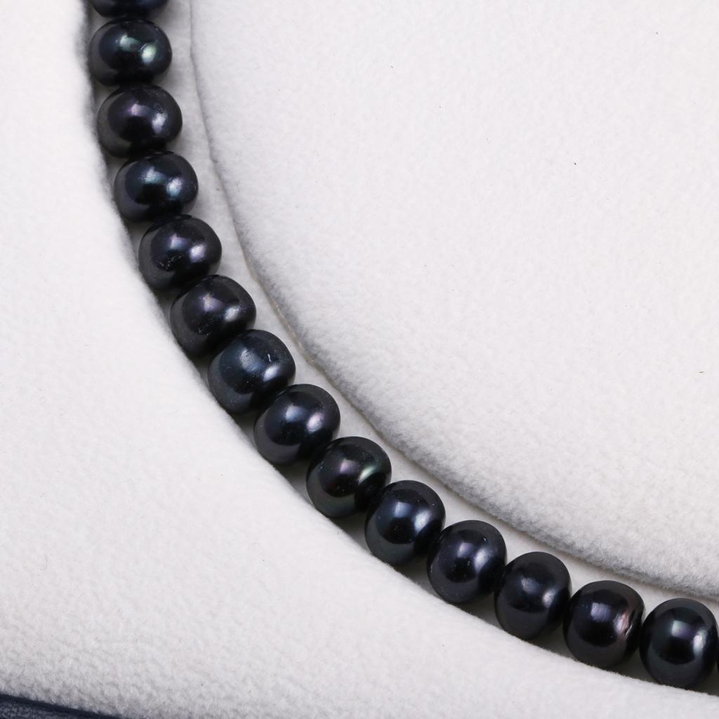 1String, Natural Freshwater Pearls, 8-9 Mm White Black Potato Shape Pearl Beads for Jewelry Making DIY Necklace, Birthday Party Gifts for Women, 36cm