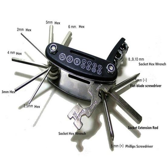16 in 1 Multifunction Folding MTB Road Bike Repair Tool Wrench Screwdriver