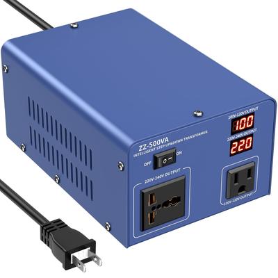 JARXIOKE 500W Transformator, Step-Up/Down Transformator til 220V til 100V, Kompatibel med 220V Udenlandske Enheder, 1 Stik (100V-120V) og 1 stikkontakt