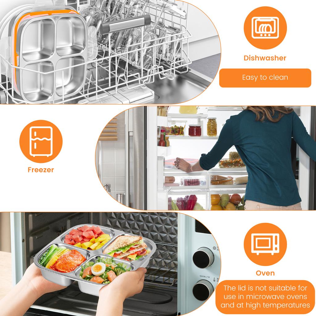 Bento Boxes 304 Stainless Steel Fresh-keeping Box Sealed Leak Proof Lunch Box with Lid Food Container Refrigerated Storage Boxes