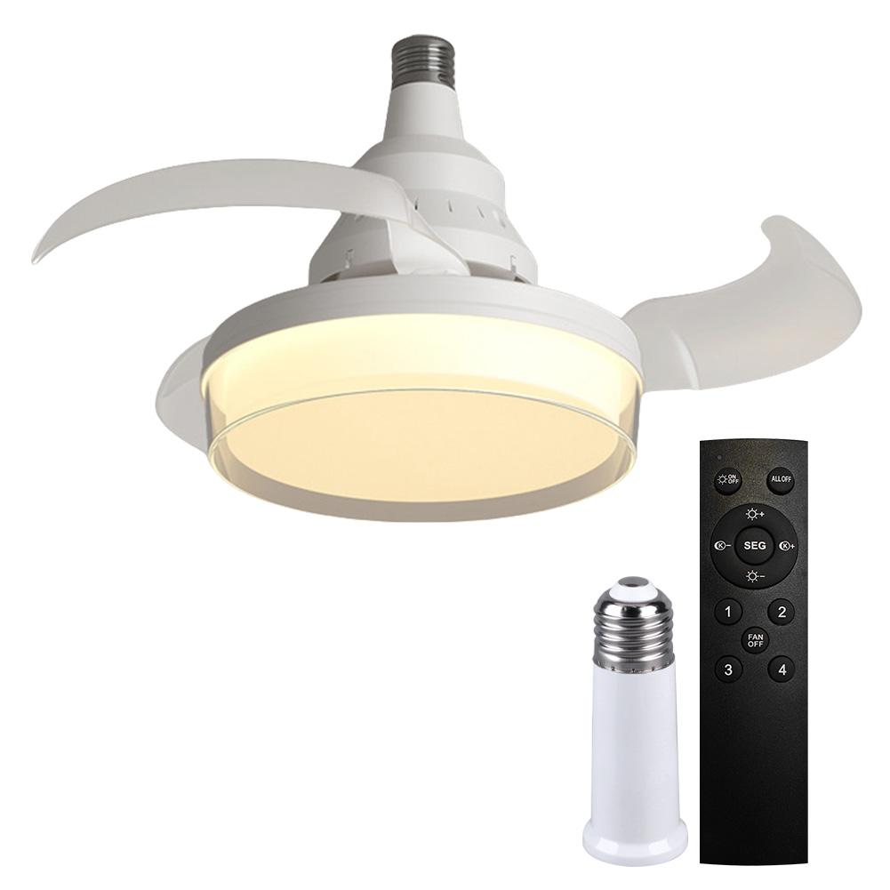 Invisible Leaf Fan with LED Light Remote Control Dimming Fan Electric Silent Ceiling Fan for Dining Room Bedroom Living Room