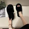 Women's Fur Slippers Winter Outdoor Wear Thick-soled Indoor Lazy Flat-soled Plush Home Cotton Slippers