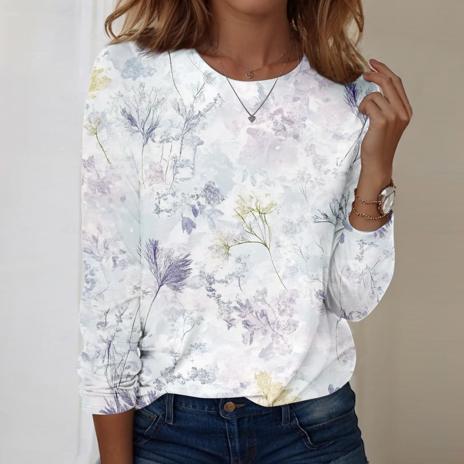 

Рубашки с длинным рукавом для женщин, милые футболки с графическим принтом, блузки, повседневные базовые топы больших размеров, пуловеры XL белый