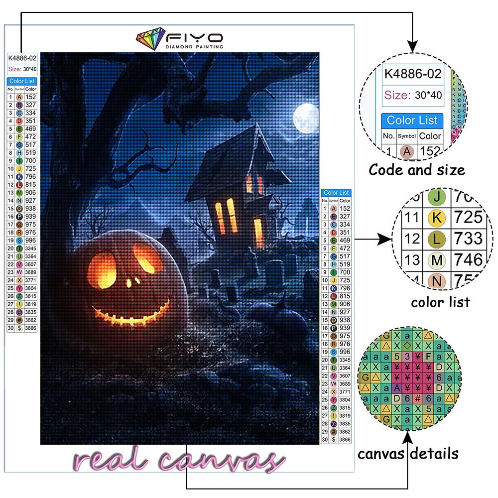 Popular 5D Diy Cross Stitch Halloween Pumpkin And Witch Castle Painting Full Drill Cross-Stitch Crafts Kit Wall Sticker Home Decor