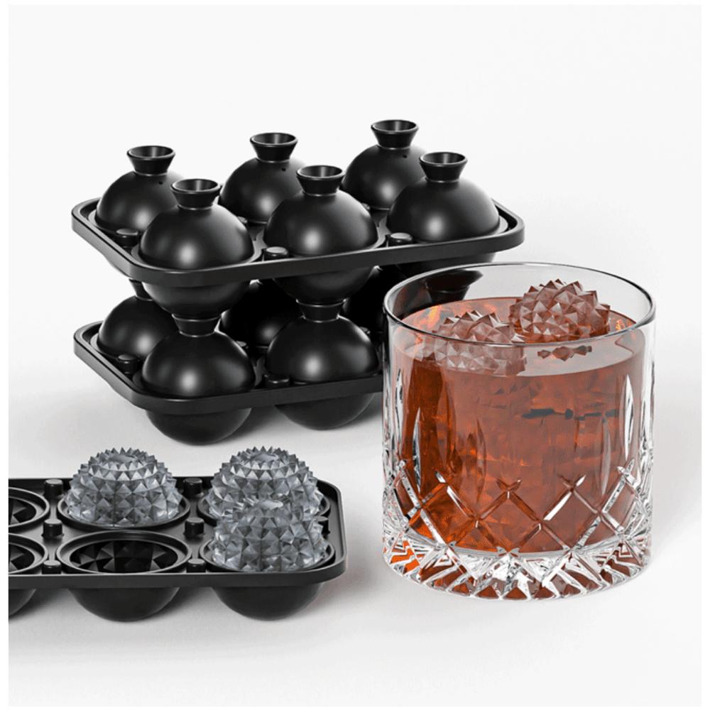 Ice Cube Mold Silicone Tray Easy Make Release Ice Ball Tools with Lid Funnel Perfect for Freezer Chilling Whiskey Parties Drinks