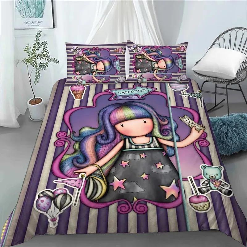 Santoro Gorjuss Anime Beautiful Girl Comfortable Duvet Cover Pillowcase Bedding Set Children Bedroom Decoration Home Textile