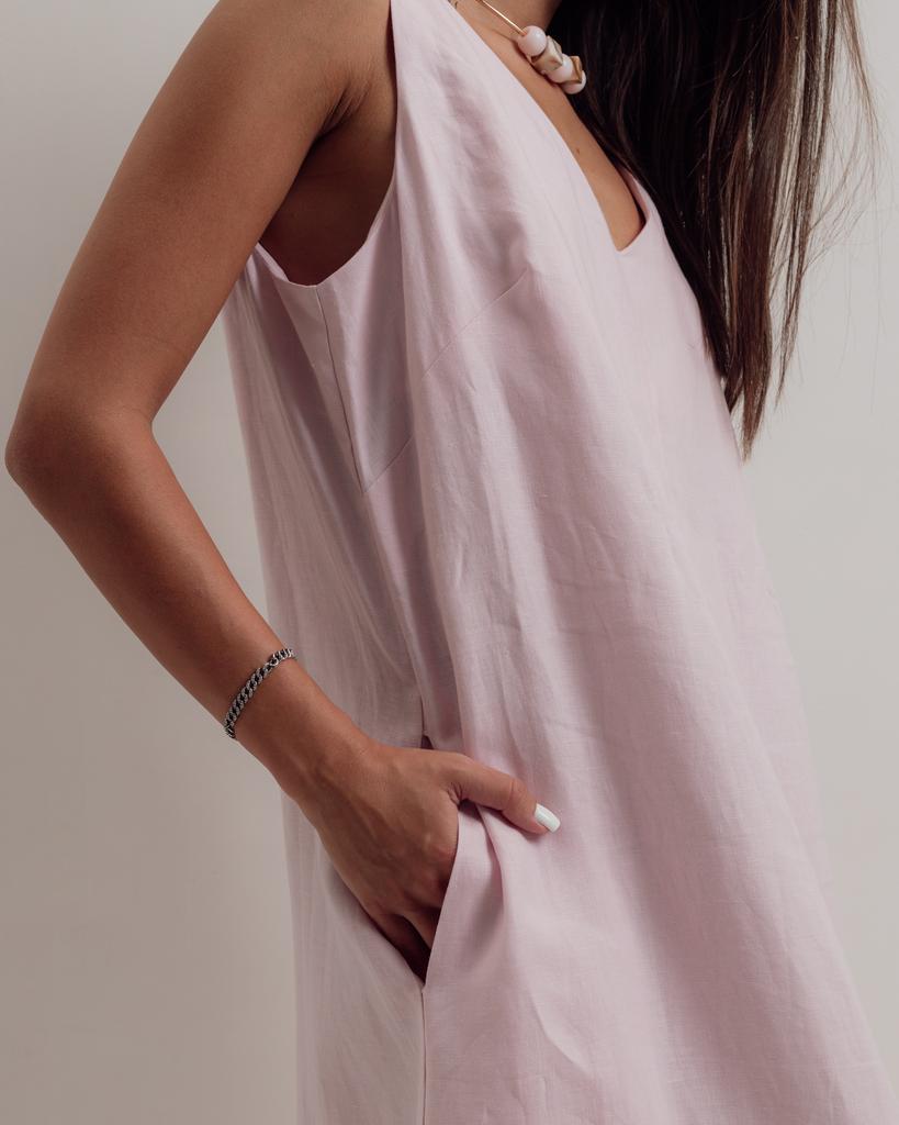 Summer Sundress with Decoration Nagrada 5138 42 Pink Linen