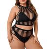 NEWJOINFUN Oversize Women Sexy Open Bra Crotchless Lingerie Lace Hollow Bodysuit Erotic Teddies Plus Large Size Underwear Set