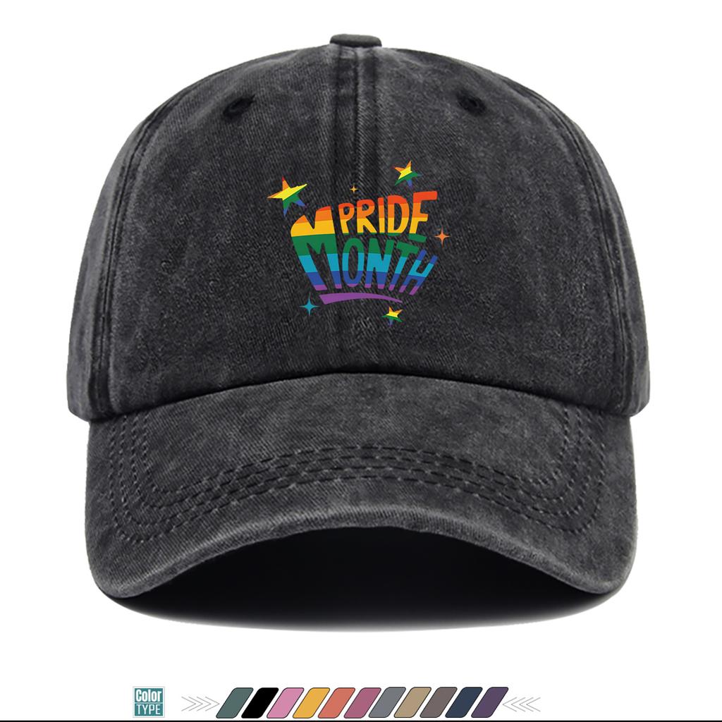 Pc Rainbow Gradient PRIDE MONTH Letter Print Baseball Cap Creative Geometric Star Pattern Sun Hat Trendy Individual Street