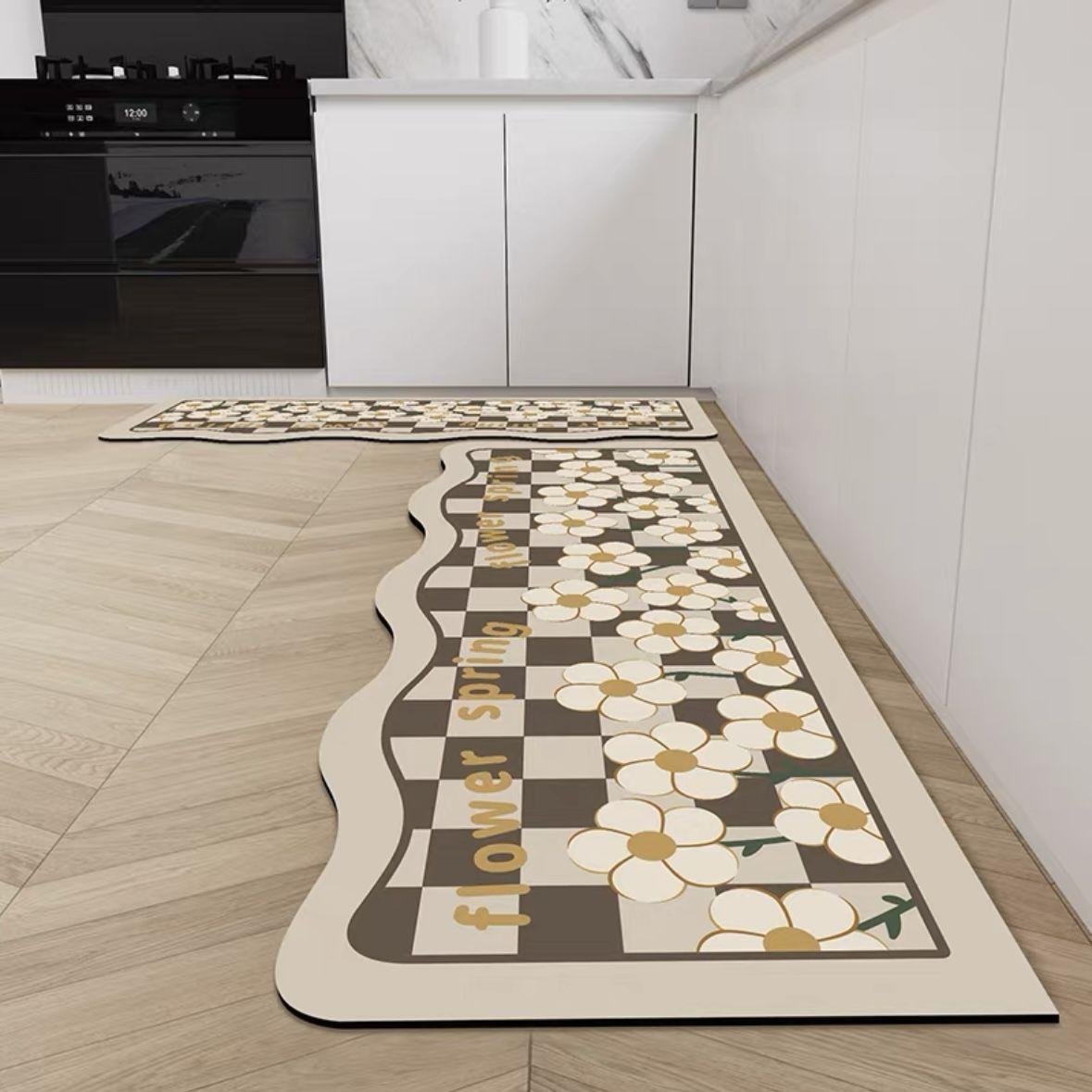 

Простой, Маленький, Свежий Цветочный Кухонный Коврик для Пола, Нескользящий, Впитывающий Воду и Масло Диатомовый Грязевой Коврик для Пола, Бытовой Набор Полосок, Коврик для Ног. 50*80cm