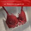 Damski czerwony koronkowy bralet - Styl francuski, marszczony design, bez fiszbin, zapobiegający opadaniu